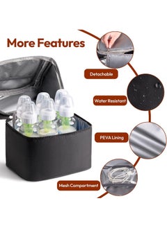 NCVI NCVI Breastmilk Cooler Bag with Ice Pack, Insulated Lunch Bag for Women Men, Baby Bottle Bag Fits 6 Bottles for Nursing Mom Daycare, Double Deck Cooling Bag, Work, Picnic  - Image 4