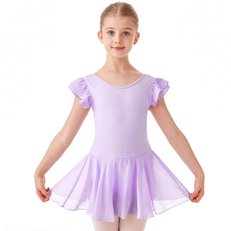 HiDance Girls' Ballet Dress Leotards, Ballerina Dance Dress Ballet Leotards with Skirt (Style 2-Purple, 10-12 Years) - Image 5
