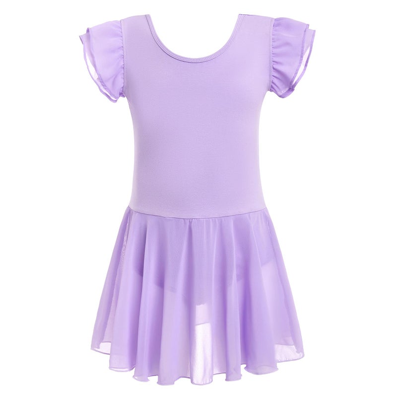 HiDance Girls' Ballet Dress Leotards, Ballerina Dance Dress Ballet Leotards with Skirt (Style 2-Purple, 10-12 Years) - Image 2