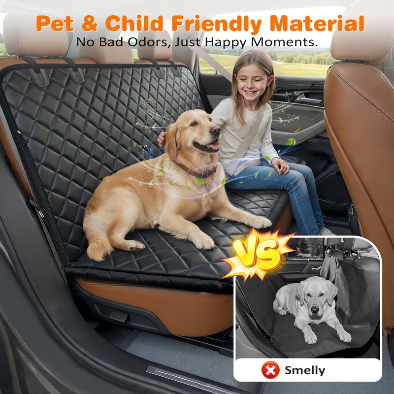 URPOWER 4 in 1 Dog Car Seat Cover for Back Seat, Waterproof Dog Hammock with Mesh Window and Side Flap Pet Car Seat Protector Dogs Backseat Cover for Cars, SUVs & Mid-Size Trucks - Image 5