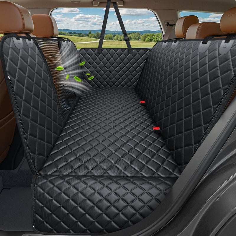 URPOWER 4 in 1 Dog Car Seat Cover for Back Seat, Waterproof Dog Hammock with Mesh Window and Side Flap Pet Car Seat Protector Dogs Backseat Cover for Cars, SUVs & Mid-Size Trucks - Image 1