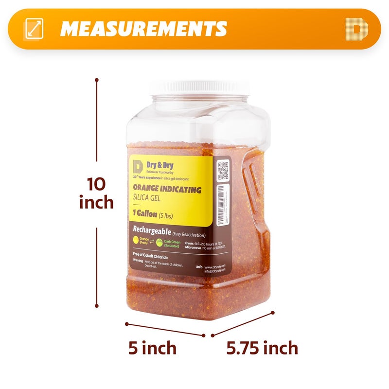 DRYDRY [5 LBS] Premium Orange Indicating Silica Gel Desiccant Beads(Industry Standard 3-5 mm) - Rechargeable Silica Gel Beads(5 LBS) - Image 2
