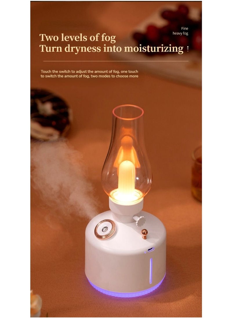 Retro Air Humidifier Vintage Lamp Night Light Nano Mist Sprayer Aromatherapy Diffuser USB Rechargeable Portable Air Humidifier 1200mAh Wireless Aromatherapy Diffuser Auto Shut Off Type C 280ML White