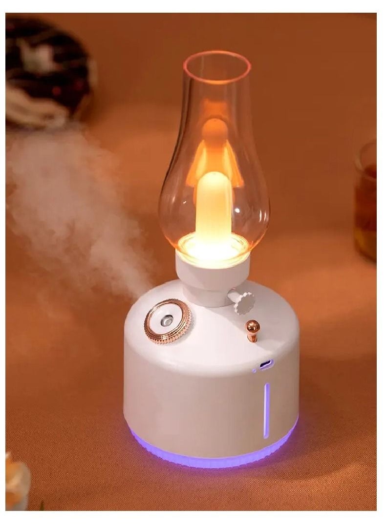 Retro Air Humidifier Vintage Lamp Night Light Nano Mist Sprayer Aromatherapy Diffuser USB Rechargeable Portable Air Humidifier 1200mAh Wireless Aromatherapy Diffuser Auto Shut Off Type C 280ML White