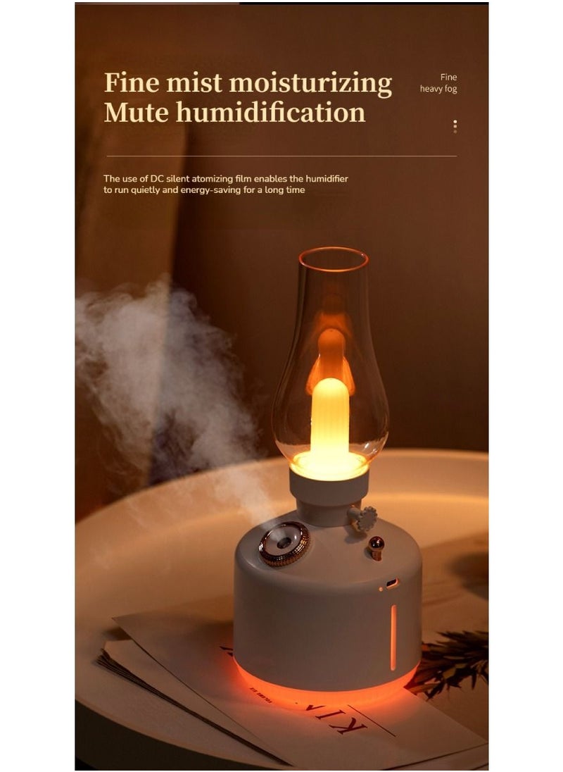 Retro Air Humidifier Vintage Lamp Night Light Nano Mist Sprayer Aromatherapy Diffuser USB Rechargeable Portable Air Humidifier 1200mAh Wireless Aromatherapy Diffuser Auto Shut Off Type C 280ML White
