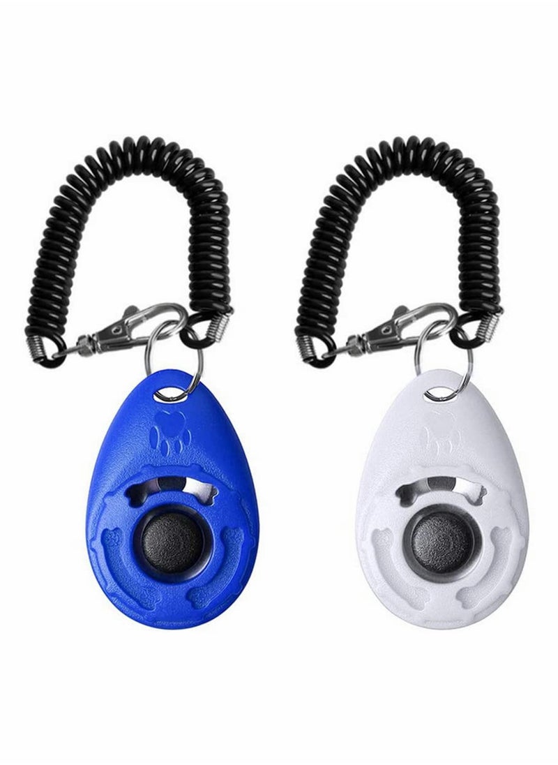 Generic Dog Clicker, Dog Training Clickers Pet Training Clickers Training Tool with Wrist Strap, for Dog Cats Birds Recall Effective Behavioral Training Tool - Blue and White, 2 Pack  - Image 1
