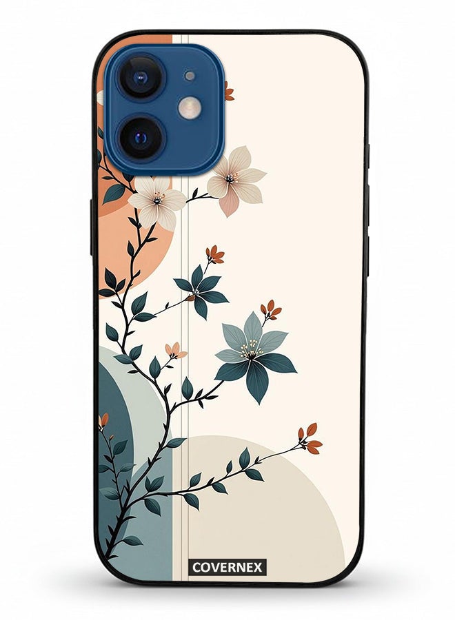 Covernex Apple iPhone 12 Mini Protective Case Cover Printed Featuring Elegant Leafy Branches - Image 2