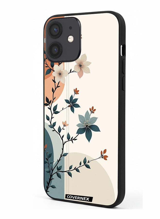 Covernex Apple iPhone 12 Mini Protective Case Cover Printed Featuring Elegant Leafy Branches - Image 1