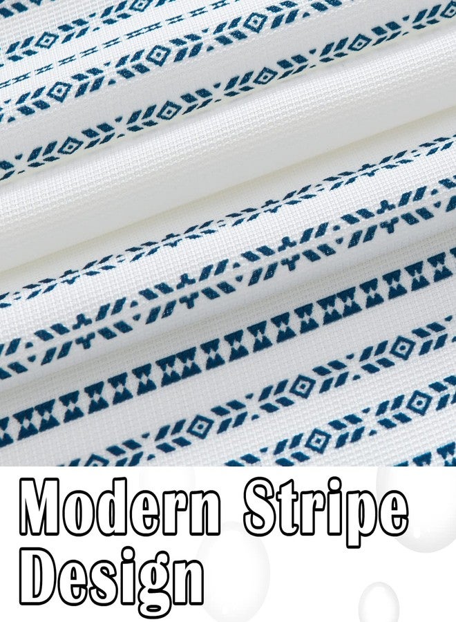 jinchan Blue and White Boho Striped Shower Curtain Modern Waterproof Fabric Shower Curtains for Bathroom with 12 Hooks 70x72 inches - Image 2
