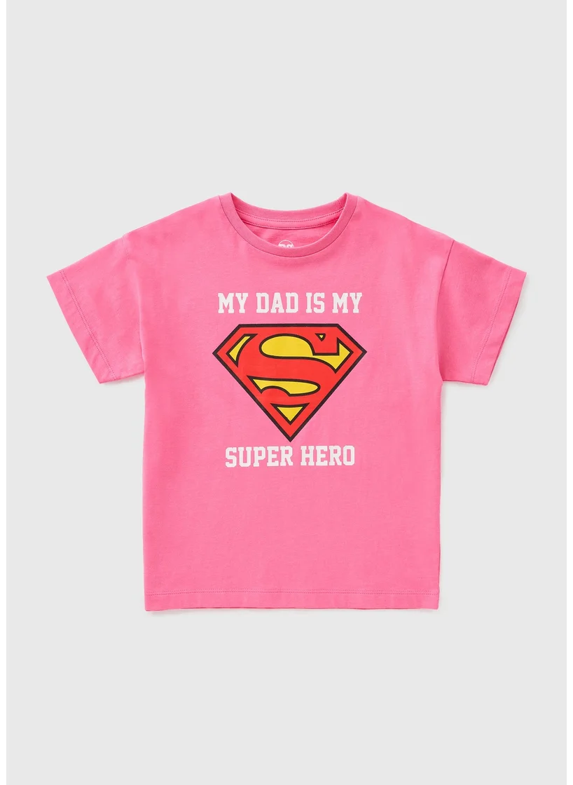 Matalan Girls Pink Supergirl Dad T-Shirt