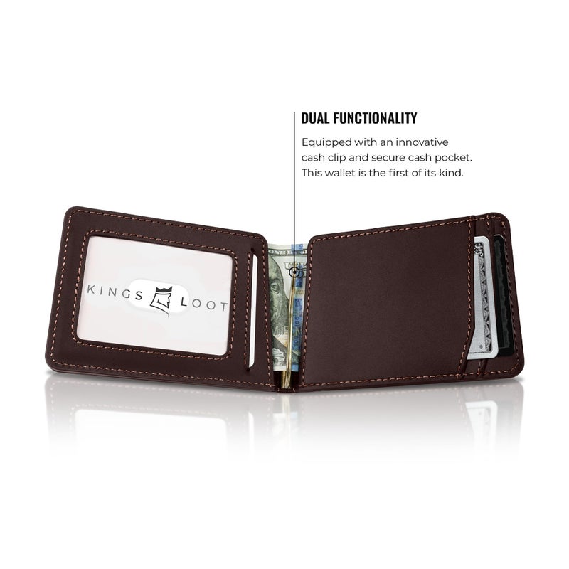 Kings Loot Wallet for Men | Minimalist Slim RFID Blocking Leather Design with Cash Pocket & Card Pull Strap | Holds 1-15 Cards | Stylish & Durable Wallets (Umber) - Image 5