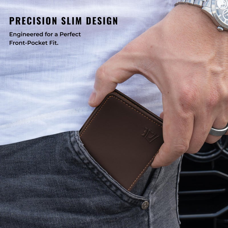 Kings Loot Wallet for Men | Minimalist Slim RFID Blocking Leather Design with Cash Pocket & Card Pull Strap | Holds 1-15 Cards | Stylish & Durable Wallets (Umber) - Image 3