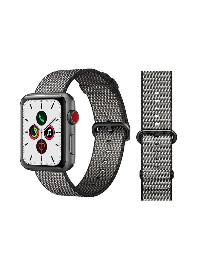 اليشمك سوار بديل مصنوع من النايلون مستدير الشكل ومزود بإبزيم خاص بساعة أبل سيريس 5/4/3/2/1 الشيك الأسود