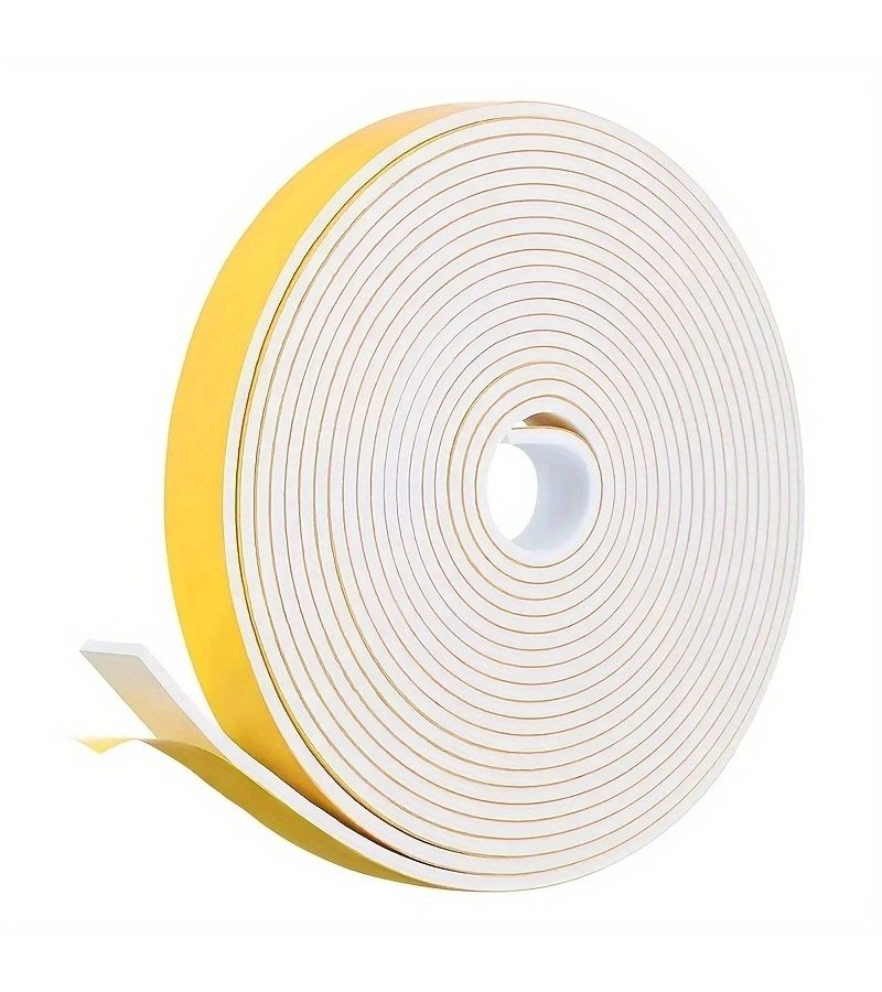 Black 1 Roll Adhesive Foam Weatherstrip Soundproof Noise Reduction Insulation Tape for Sliding Doors Front Door Frames Windows - Image 1