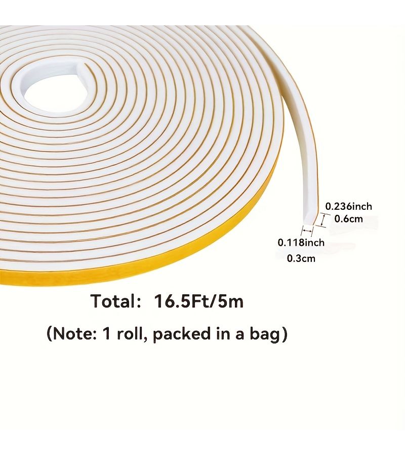 Black 1 Roll Adhesive Foam Weatherstrip Soundproof Noise Reduction Insulation Tape for Sliding Doors Front Door Frames Windows - Image 2