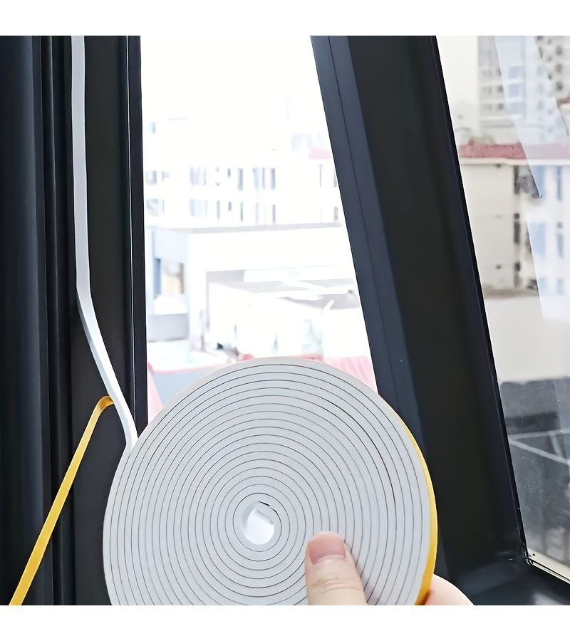Black 1 Roll Adhesive Foam Weatherstrip Soundproof Noise Reduction Insulation Tape for Sliding Doors Front Door Frames Windows - Image 5