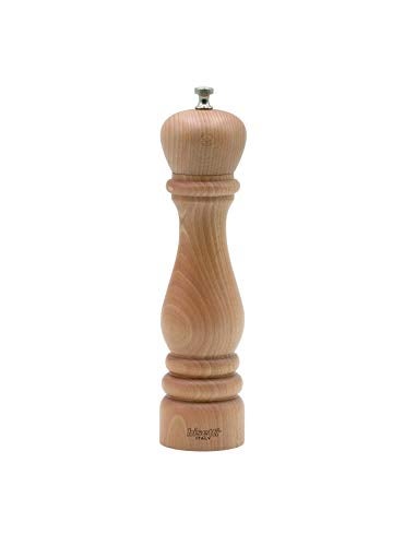 Bisetti Roma 9.5 Inch Beech Wood Salt Mill With Adjustable Grinder, Natural Finish - Image 1