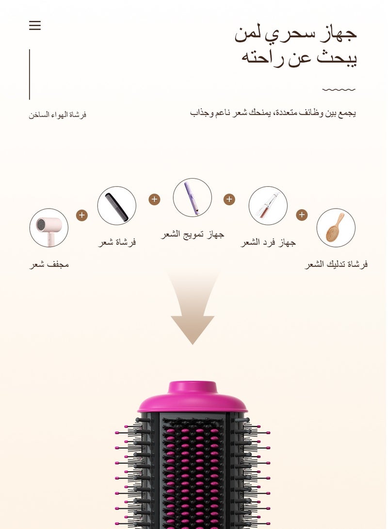 5-in-1 Hair Dryer Brush for Styling and Frizz Control, One-Step Volumizer for Straight and Curly Hair