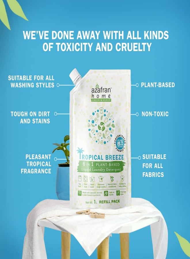 azafran ﻿Azafran Plant Based 8in1 Tropical Breeze Liquid Laundry Detergent, Whitens & Brightens, Removes Tough Stains, Ideal for Top or Front Load, All Clothes, Delicates & Baby Clothes (2 Liter Refill) - Image 3