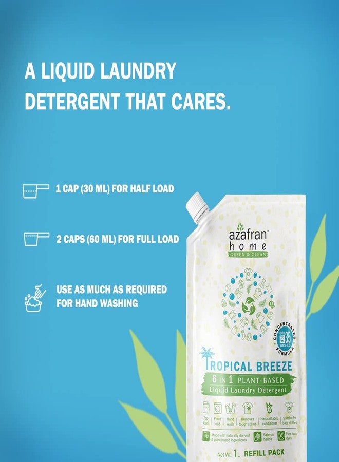azafran ﻿Azafran Plant Based 8in1 Tropical Breeze Liquid Laundry Detergent, Whitens & Brightens, Removes Tough Stains, Ideal for Top or Front Load, All Clothes, Delicates & Baby Clothes (2 Liter Refill) - Image 4