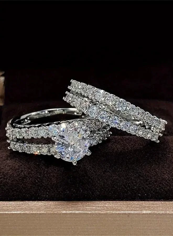 Take Two Set of 2 - Silver Diamond Ring