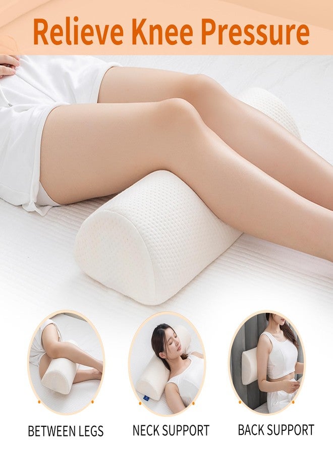 AAAini Half Moon Bolster Knee Pillow, Back Pain Relief Memory Foam Leg Pillow, Semi Roll Round Lumbar Leg Wedge for Side Sleepers - Reducing Head Neck Spine Hip Pressure - M - Image 5