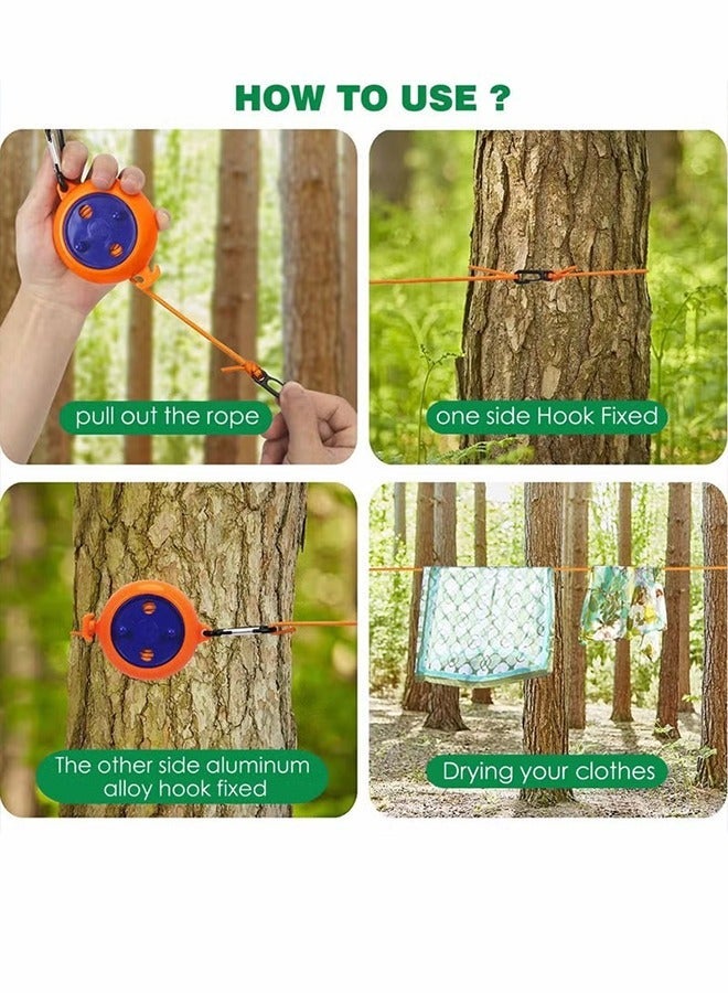 Portable Travel Clothesline Cord Caudblor Adjustable 10m Camping Clothes line Compact And Lightweight Retractable Clothes Drying Rope Laundry Drying Rope for Trip Cruise Outdoor/Indoor Blue/Orange - Image 5