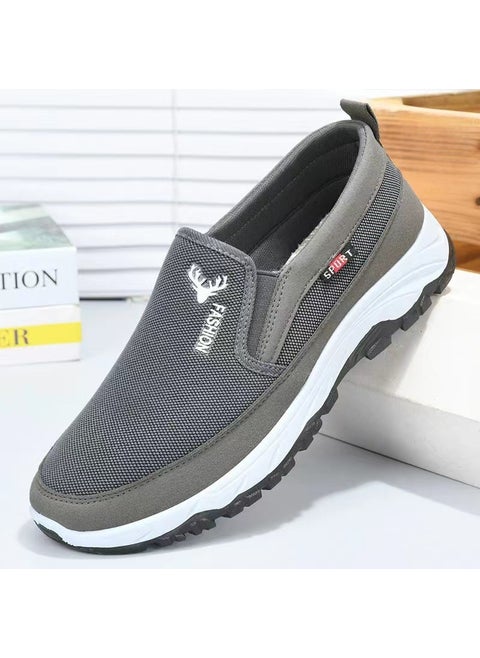 Elderly Mens Lightweight Spring Canvas ShoesDeer head cloth surface-Gray Deer head cloth surface-Gray