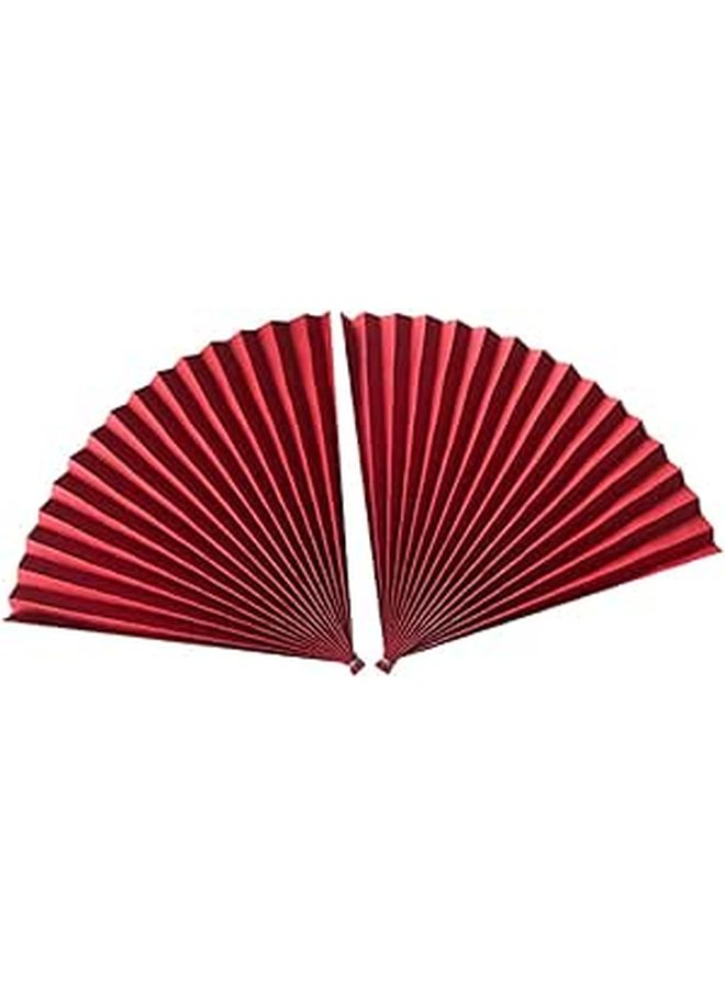 Red Chinese Paper Folding Fans 2pcs Photography Props Antique Style Handheld Decoration - Image 1