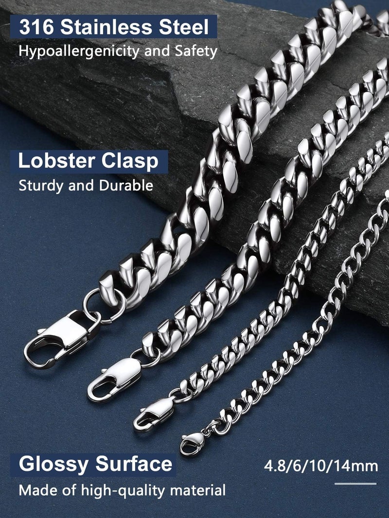 ChainsPro Men's Chain Necklace 18 inch 6MM 316L Stainless Steel Cuban Link Neck Chain Mens Gifts - Image 4