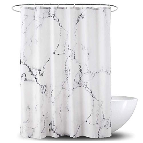 YOSTEV Marble Bathroom Shower CurtainGrey and White Fabric Shower Curtain with HooksUnique 3D PrintingDecorative Bathroom AccessoriesWater ProofReinforced Metal GrommetsLong 72x84 Inches