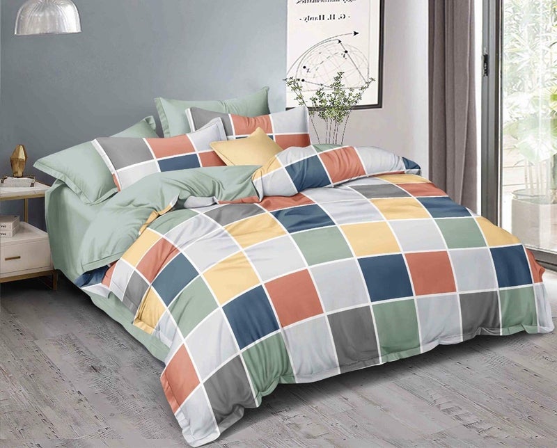 Magnetic Shadow Glace Cotton Queen Size Duvet Cover Quilt Cover (Rainbow, 90x100 inches)