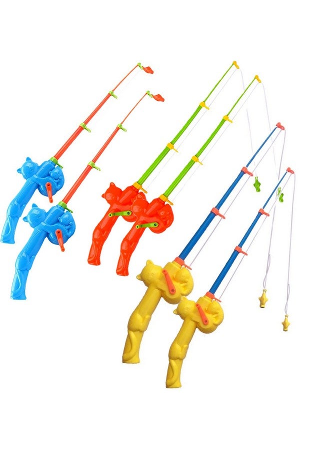 Timisea 6 Pieces Fishing Rod Magnetic Fishing Game Educational Learning Toys 3 Colors Plastic Floating Fish Toddler Color Ocean Sea Animals for Children and Adult Magnetic Fishing Rod Game - Image 1