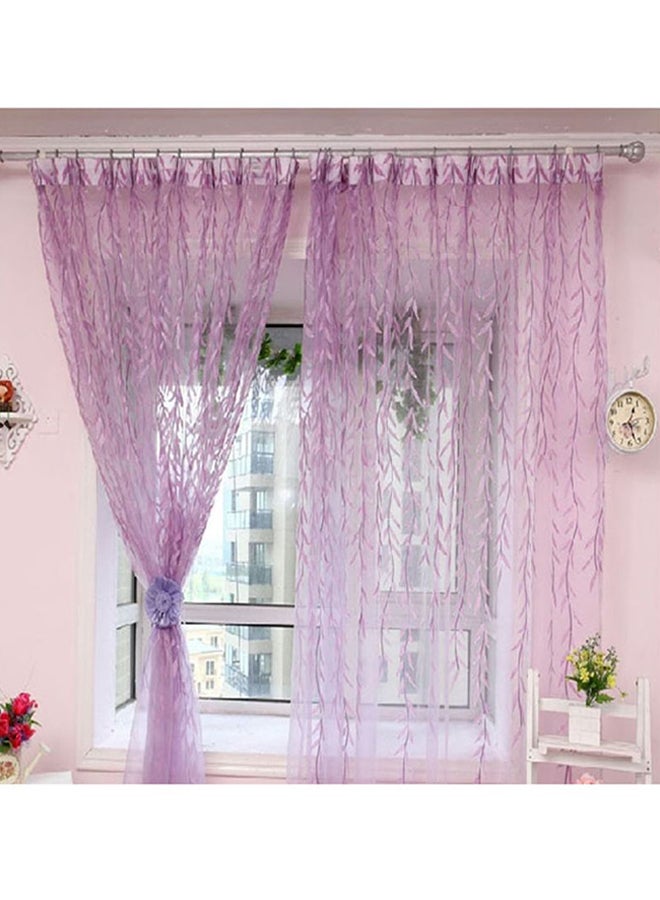 Voberry Willow Tulle Door Window Curtain Drape Panel Sheer Scarfs Valances Purple - Image 2
