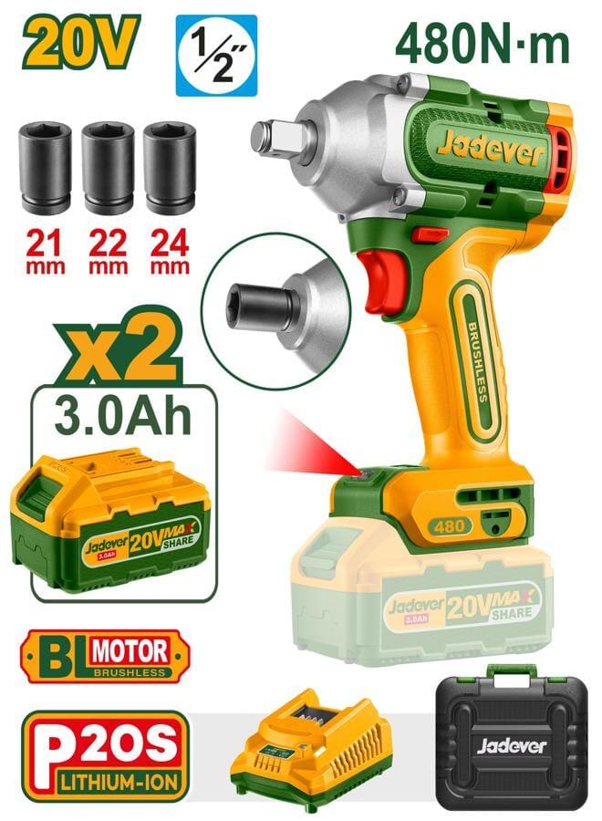Jadever Cordless Impact Wrench  20V 1/2Inch  Jdcd1B48
