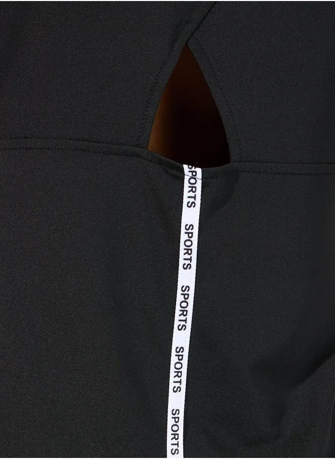 Styli Back Taping Cut-Out Detail Short Sleeve Top