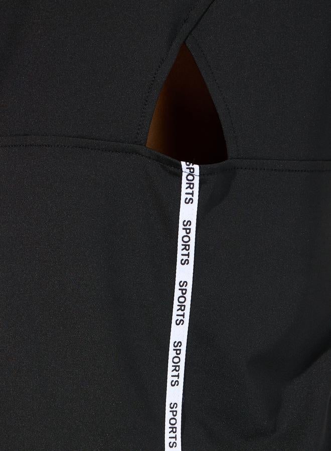 Styli Back Taping Cut-Out Detail Short Sleeve Top - Image 3