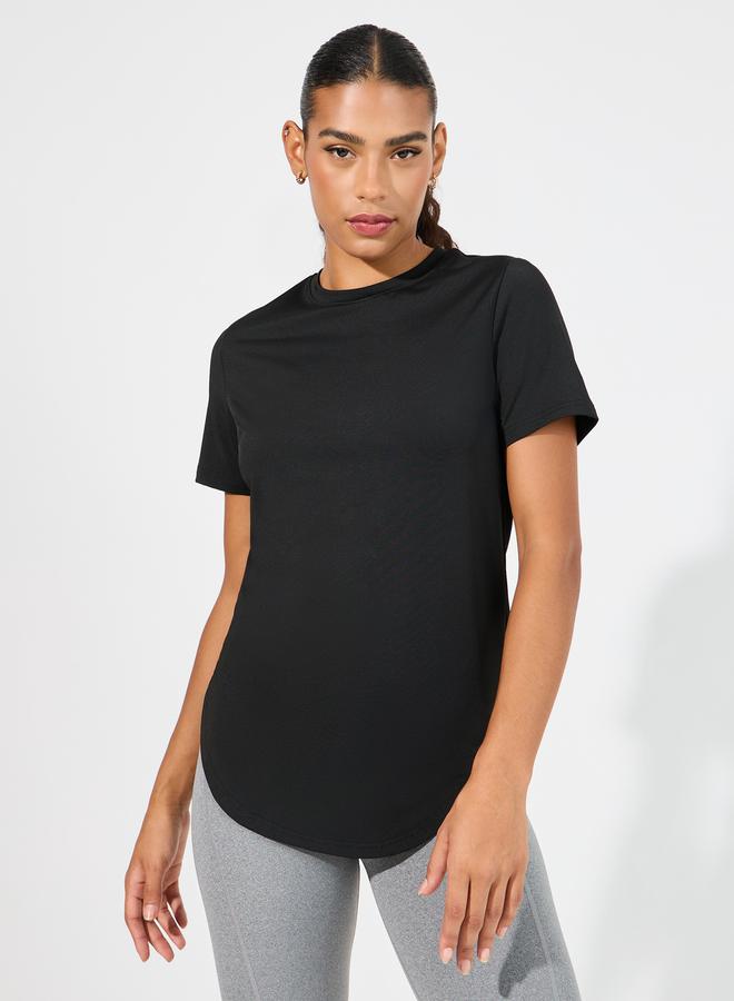 Styli Back Taping Cut-Out Detail Short Sleeve Top - Image 1