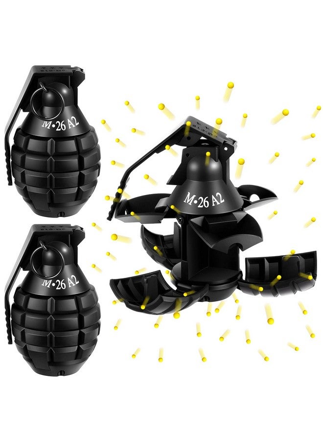 سراتي قطعتان من قنابل يدوية للعب المعركة مع 20 طلقة من ذخيرة الرغوة نموذج لعبة تكتيكية قنبلة يدوية وهمية ألعاب عسكرية للرياضة الخارجية لعبة تظاهرية للعب دور الجيش (أسود) - Image 1