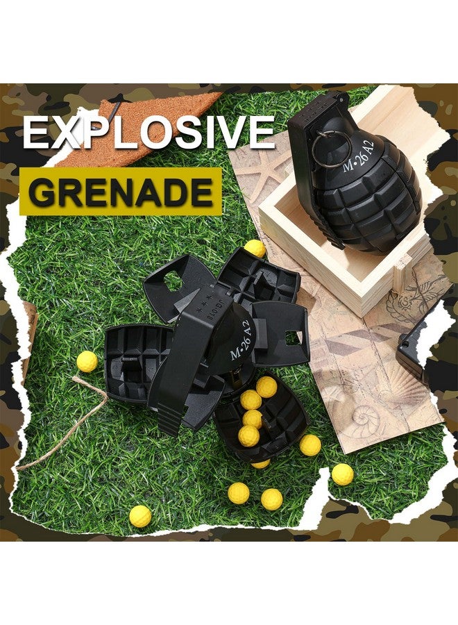 سراتي قطعتان من قنابل يدوية للعب المعركة مع 20 طلقة من ذخيرة الرغوة نموذج لعبة تكتيكية قنبلة يدوية وهمية ألعاب عسكرية للرياضة الخارجية لعبة تظاهرية للعب دور الجيش (أسود) - Image 4