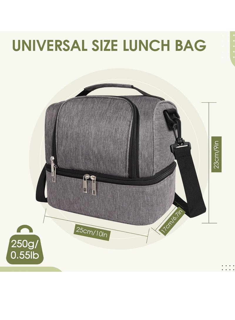 Flushrenic Lunch Bag,Thermal Bag with Foil Lining,Lunch Bag for Men and Women, Insulated Lunch Box Cooler Bag Dual Compartment with Removable Shoulder Strap, - Image 2