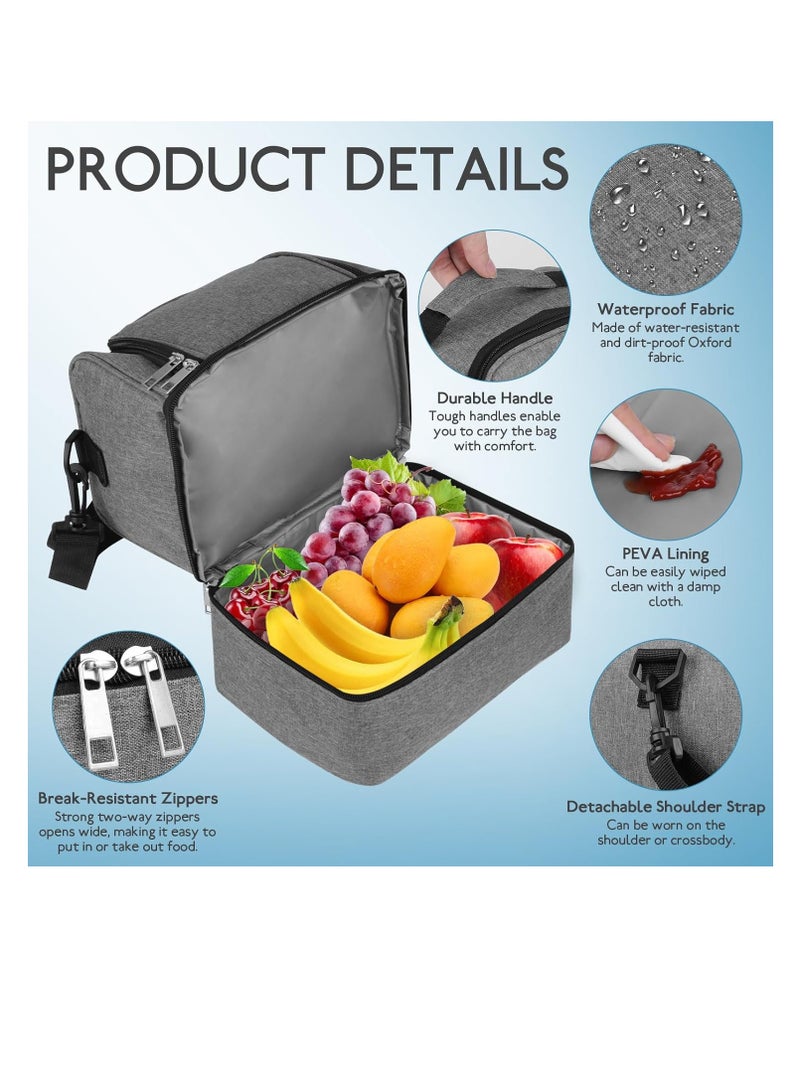 Flushrenic Lunch Bag,Thermal Bag with Foil Lining,Lunch Bag for Men and Women, Insulated Lunch Box Cooler Bag Dual Compartment with Removable Shoulder Strap, - Image 3