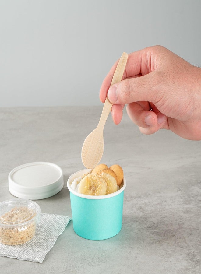 Restaurantware Coppetta 3 Ounce Dessert Cups, 200 Disposable Ice Cream Cups - Lids Sold Separately, Sturdy, Turquoise Paper FroYo Bowls, Striped, For Hot And Cold Foods, Perfect For Gelato - Image 5