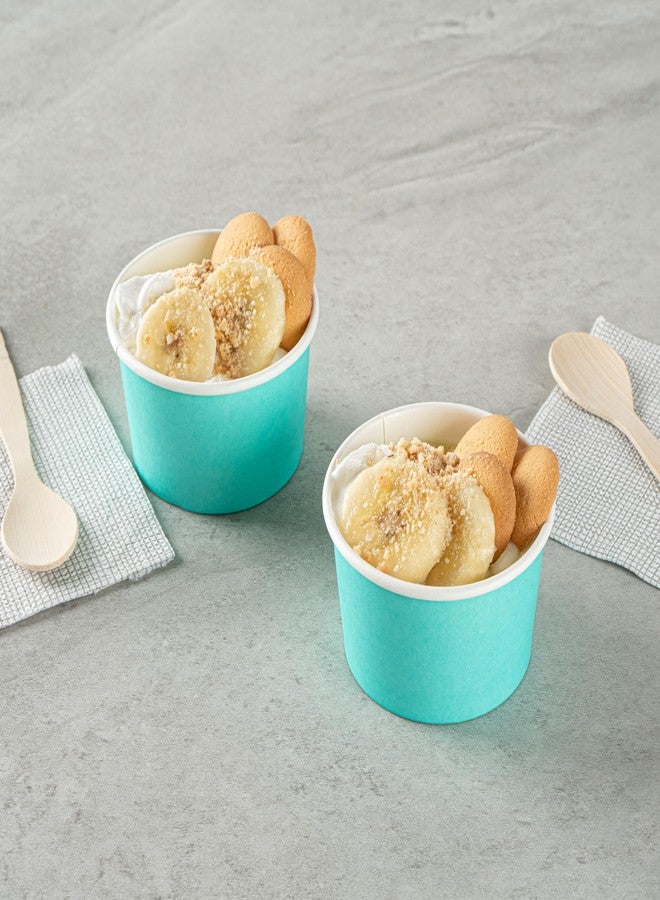 Restaurantware Coppetta 3 Ounce Dessert Cups, 200 Disposable Ice Cream Cups - Lids Sold Separately, Sturdy, Turquoise Paper FroYo Bowls, Striped, For Hot And Cold Foods, Perfect For Gelato - Image 3