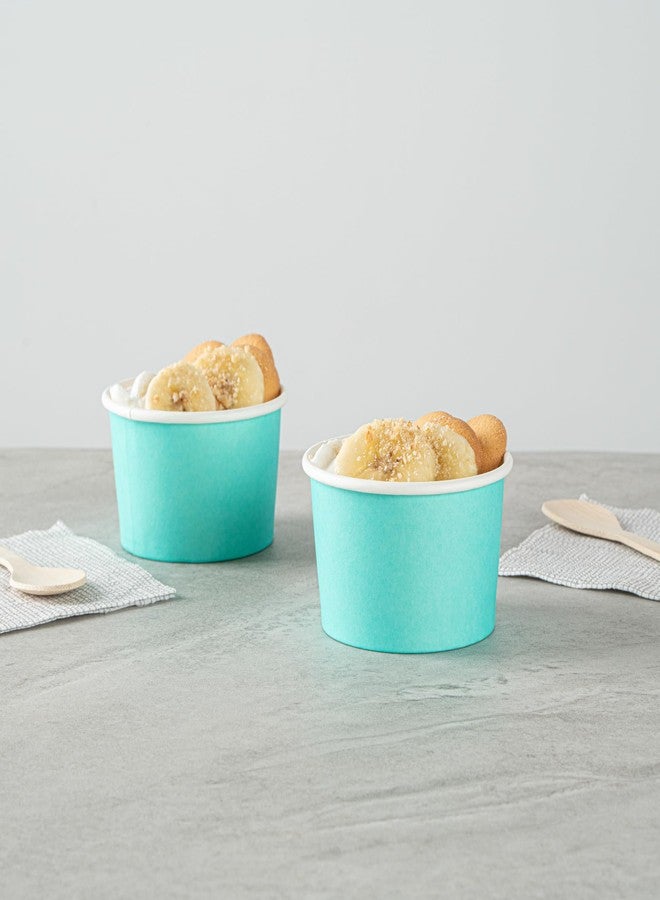 Restaurantware Coppetta 3 Ounce Dessert Cups, 200 Disposable Ice Cream Cups - Lids Sold Separately, Sturdy, Turquoise Paper FroYo Bowls, Striped, For Hot And Cold Foods, Perfect For Gelato - Image 4