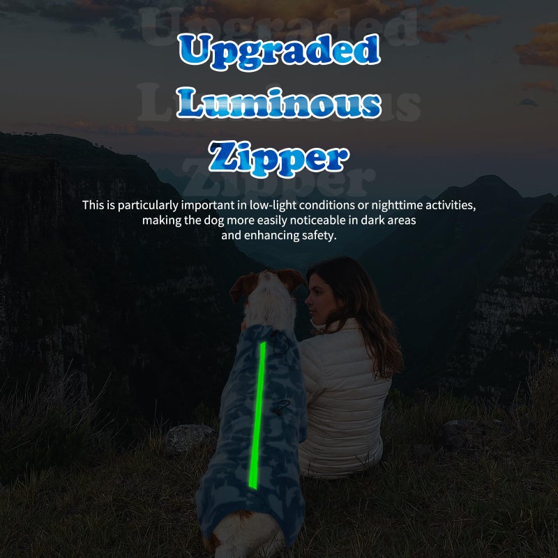 ROZKITCH Pajamas for Dogs Large, Pet Windproof Warm Cold Weather Jacket Vest with Luminous Zipper, Jumpsuit Apparel Outfit Clothes for Small Medium Large Dog Shark 2XL - Image 3
