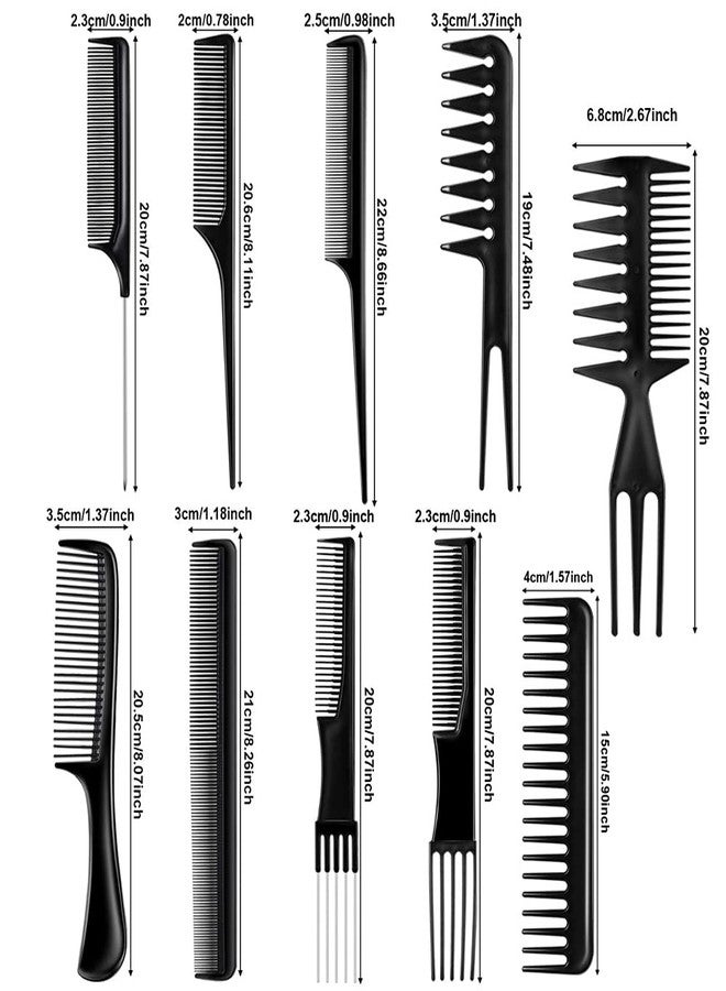 Calitate24 10Pcs Hair Comb Set Tail Comb, Dressing Comb, Wide Tooth Comb, Fine Tooth Comb Professional Hair Styling Combs & Brushes for Unisex Home & Salon Use with 6Pcs Hair Section Clips - Image 2