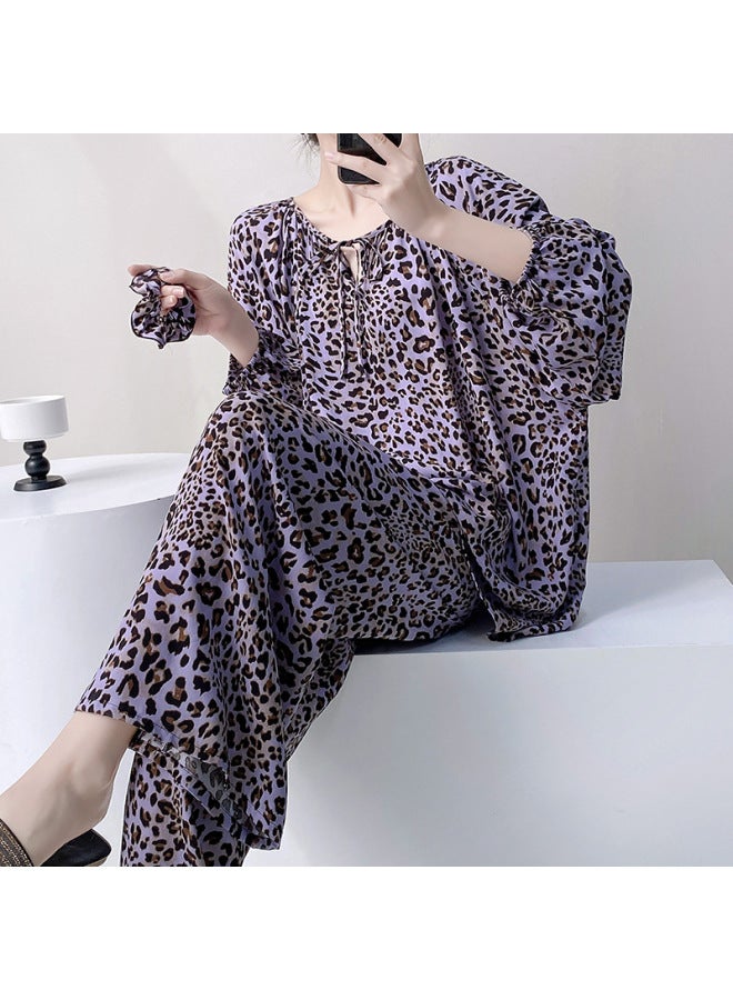 New Style Lace-up Long-sleeved Cotton Silk Pajamas For Women, Spring And Summer National Style Home Wear Set, Can Be Worn Outside, Loose Fit, Plus Size
