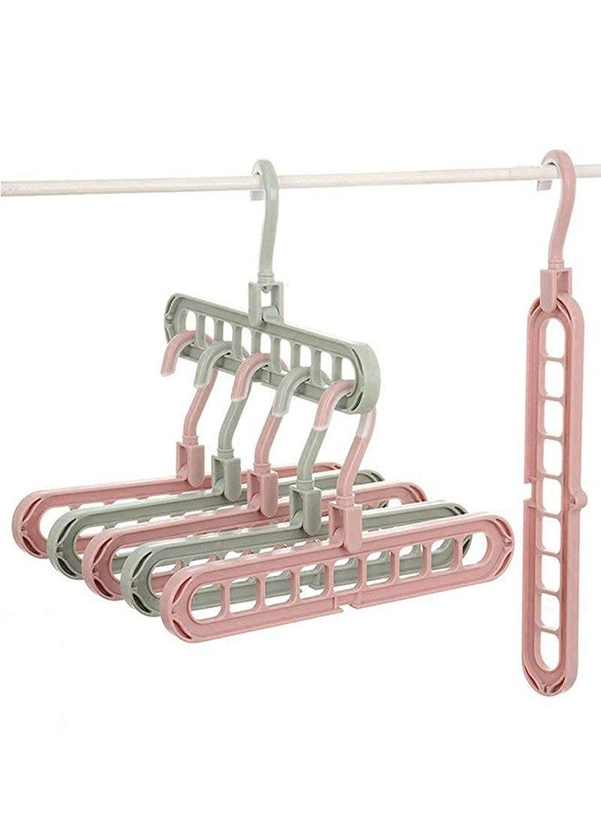 Hookcart Plastic Adjustable Space Saver Hanger for Clothes Wardrobe, 9 Slots, 360° Rotating Hook, Multicolour – Pack of 1 - Image 1