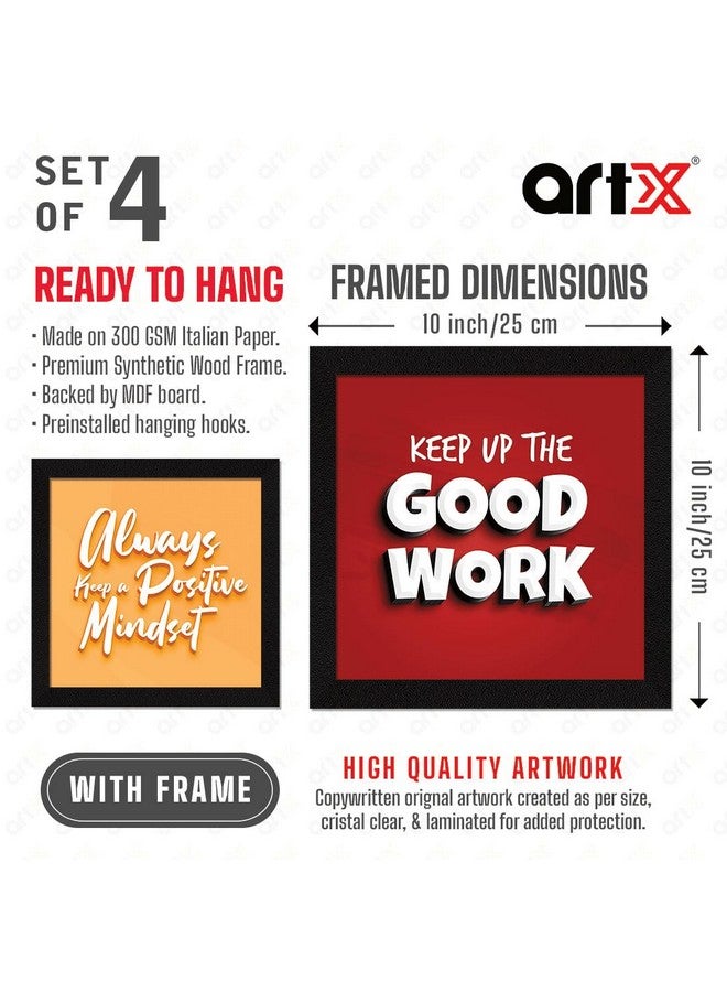 ArtX إطارات حائط تحفيزية من ArtX، إطارات اقتباسات ملهمة لتزيين المنزل أو المكتب أو غرفة الدراسة، ملصقات متعددة الألوان مع إطار، مجموعة من 4 - Image 2